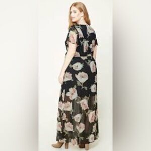 Forever 21+ Black Floral Chiffon Dress